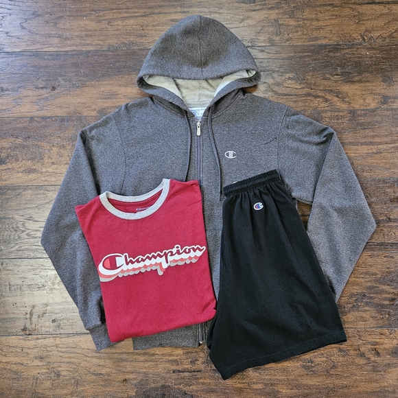 Champion Other - Champion Activewear Bundle Hoodie Ringer Tshirt Shorts Size Small Medium